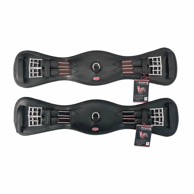 Easy Trek Anatomical Dressage/Treeless Short Elasticated Girth - Black or Brown Soft Leather