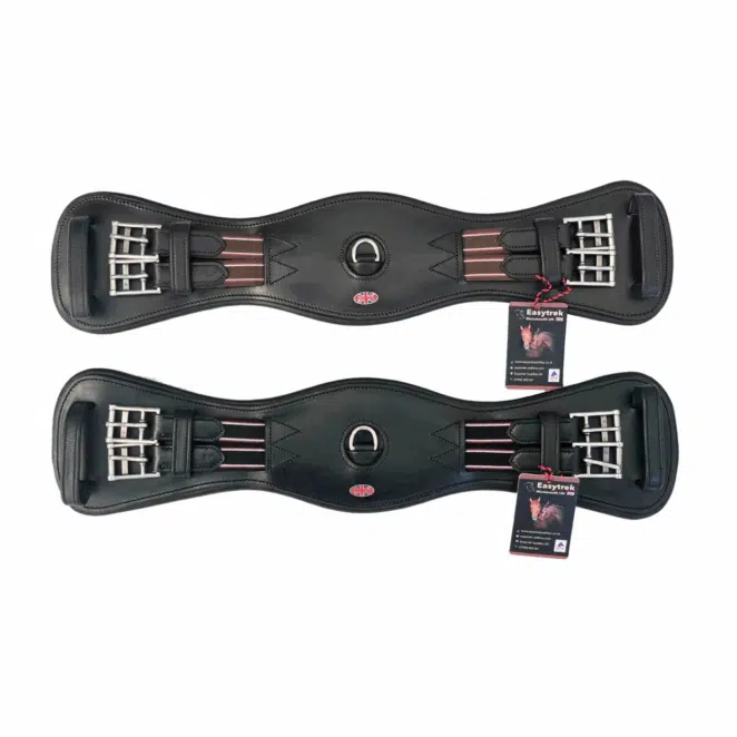 Easy Trek Anatomical Dressage/Treeless Short Elasticated Girth - Black or Brown Soft Leather