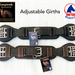 Easytrek leather adjustable short treeless/dressage girth - Black or Brown