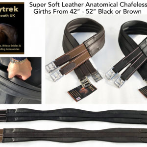 Easy Trek quality soft leather anatomical chafeless English girths - Black or Brown