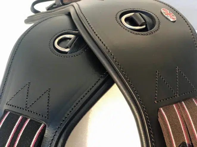 Easy Trek anatomical dressage short girth soft black leather elasticated - Black