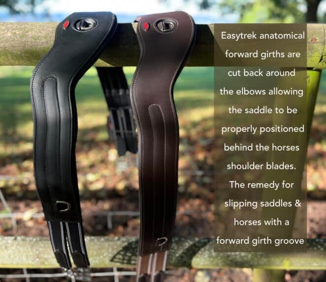 Easy Trek quality soft leather anatomical forward girth - Black or Brown