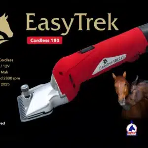 Easy Trek Cordless 180 watt heavy duty horse clippers with fine and medium blades